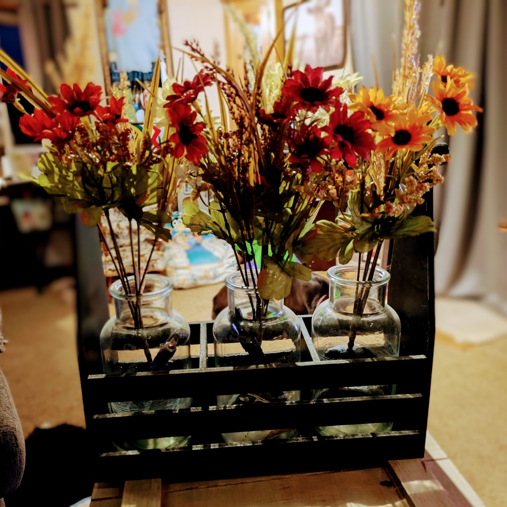 Autumn Floral Arrangement in Glass Vases